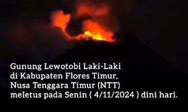Gunung lewotobi  meletus  Jalan Trans Larantuka - Maumere Lumpuh Total