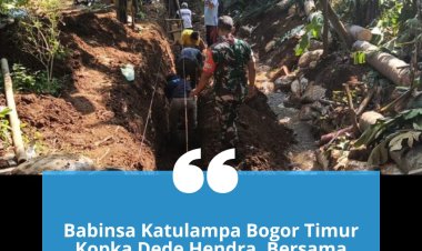 Babinsa Katulampa Bogor Timur Kopka Dede Hendra, Bersama Warga Perbaiki Saluran Air.