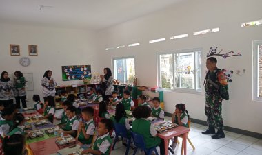 Babinsa Koramil 06-01/Bogor Tengah Monitoring Pemberian Makan Siang dari Dapur Gizi di TK Kartika XIX-15