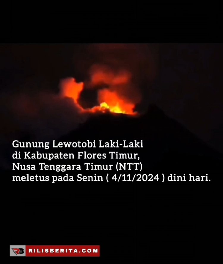 Gunung lewotobi  meletus  Jalan Trans Larantuka - Maumere Lumpuh Total