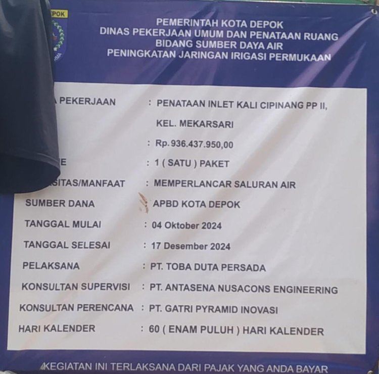 Pelanggaran K3 pada Proyek Inlet Kali Cipinang di Depok, Respon Pelaksana Dinilai Kurang Profesional