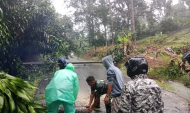 Babinsa Sampora, Sertu Gabriel Kawe Fee, Tangani Kejadian Tiang Listrik Tumbang Akibat Longsor di Cikidang