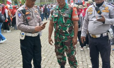 Babinsa Koramil 06-03/Bogor Timur Monitoring Kegiatan Gerak Jalan Sehat Guru Kota Bogor (GURUHAWAN)