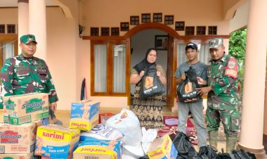 Babinsa Koramil 2207/Jampang Tengah Laksanakan Pendistribusian Logistik untuk Korban Bencana Alam