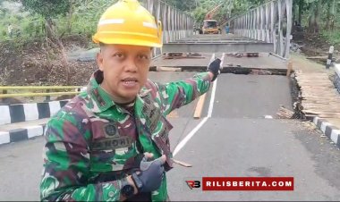 Dandim 0622/Kabupaten Sukabumi Tinjau Langsung Pembangunan Jembatan Cihaur