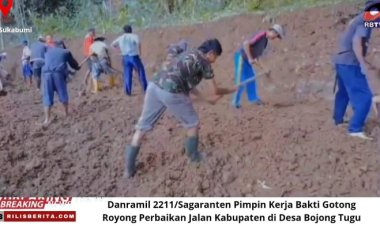 Danramil 2211/Sagaranten Pimpin Kerja Bakti Gotong Royong Perbaikan Jalan Kabupaten di Desa Bojong Tugu