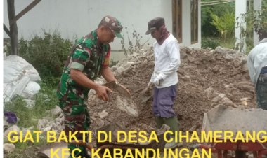 Koramil 2205/Kalapanunggal Pastikan Kondisi Wilayah Aman, Babinsa Aktif Melaksanakan Karya Bakti