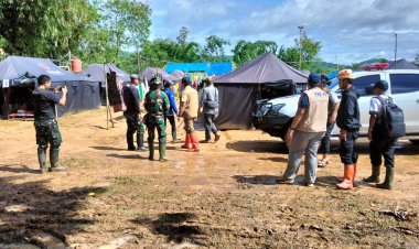 Danramil 2210/Pabuaran Dampingi Kunjungan Kepala BPBD Kabupaten Sukabumi untuk Pengecekan Pembukaan Akses Jalan Baru