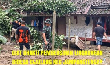 Kegiatan Karbak Pembersihan Lingkungan oleh Sertu Aang Lukman Babinsa Cijulang Bersama Masyarakat