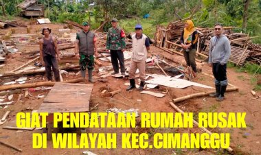 Babinsa Koramil 2213/Jampangkulon Bersama Tim Verifikasi Assessment Lakukan Pendataan Rumah Rusak di Kecamatan Cimanggu