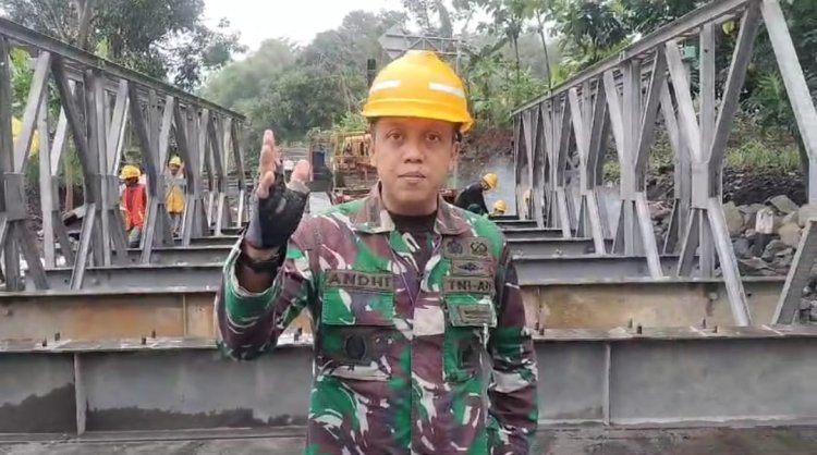 Dandim 0622 / Kabupaten Sukabumi Pimpin Pembangunan Jembatan Beli Cihaur