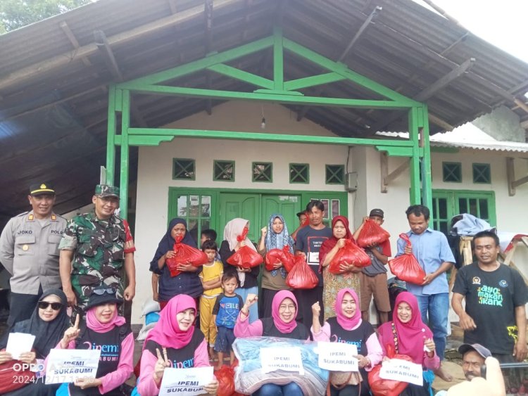 Koramil 2208/Nyalindung Dampingi Penyaluran Bantuan Pasca Bencana di Kecamatan Nyalindung