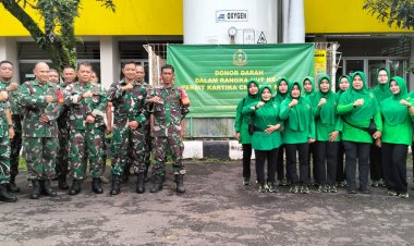 Mayor Inf Supiyana Kasdim 0622 Kabupaten Sukabumi Ikuti Donor Darah dalam Rangka Peringatan HUT Persit Kartika Chandra Kirana ke-79