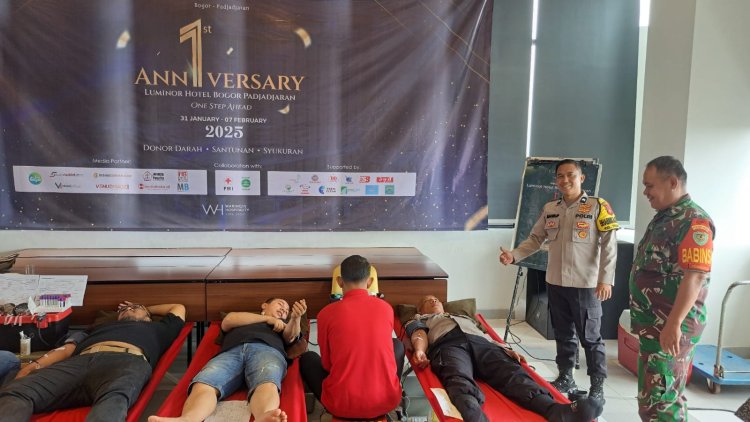Babinsa Kelurahan Tegallega Hadiri Kegiatan Donor Darah dalam Rangka Anniversary ke-1 Hotel Luminor Bogor
