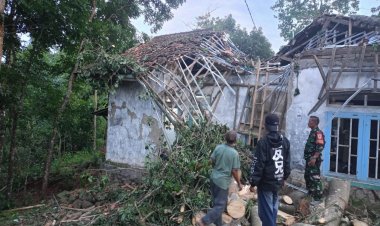 Babinsa Koramil 2211/Sagaranten Tinjau Rumah Warga yang Tertimpa Pohon Tumbang di Desa Hegarmanah