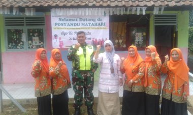 Babinsa Koramil 2204/Cikidang Dampingi Kegiatan Posyandu di Desa Cikarae Thoyibah