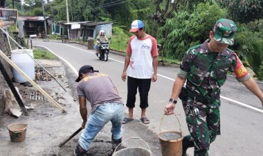 Koramil 2208/Nyalindung Gelar Karya Bakti Pembangunan TPT di Desa Neglasari