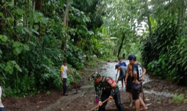 Koramil 2202/Palabuhan Ratu Gelar Karya Bakti Bersama Warga