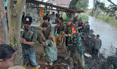 KODIM 0606/KOTA BOGOR GELAR APEL GABUNGAN DAN AKSI BERSIH SUNGAI CIPAKANCILAN SAMBUT BULAN SUCI RAMADHAN