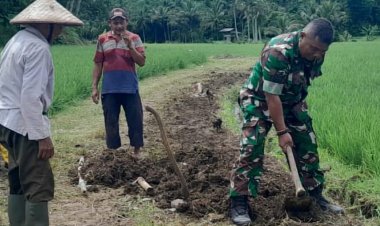 Babinsa Koramil 2213/Jampang Kulon Gelar Bhakti Bersama Warga Desa Cimanggu