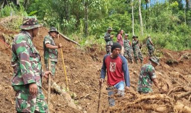 Hari Ke-4 Pencarian Korban Longsor di Kp. Cicau, Danramil 2209/Lengkong Pimpin Tim Gabungan