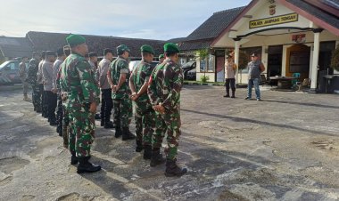 Apel Gabungan Dalam Rangka Kesiapan Pengamanan Menjelang Malam Takbiran Hari Raya Idul Fitri 1446 H/Thn 2025 di Wilayah Kec. Jampang Tengah