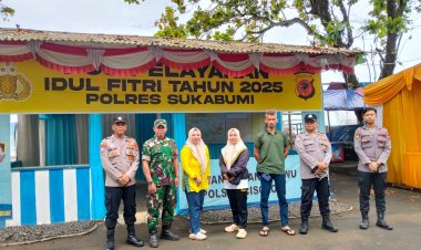 Babinsa Pos Ramil 2201/Cisolok Bersama Polsek dan Muspika Gelar Pengamanan Pos Idul Fitri 2025