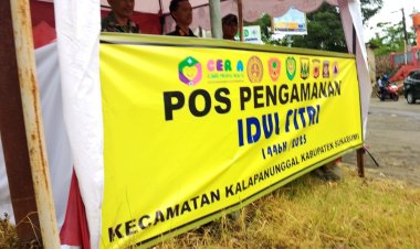 Babinsa Koramil 2205/Kalapanunggal Laksanakan PAM Idul Fitri di Pertigaan Jalan Raya Kalapanunggal