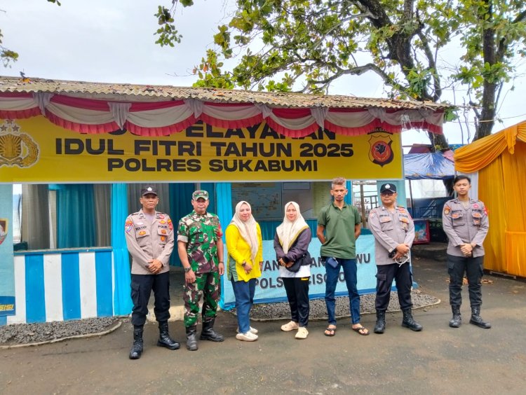 Babinsa Pos Ramil 2201/Cisolok Bersama Polsek dan Muspika Gelar Pengamanan Pos Idul Fitri 2025