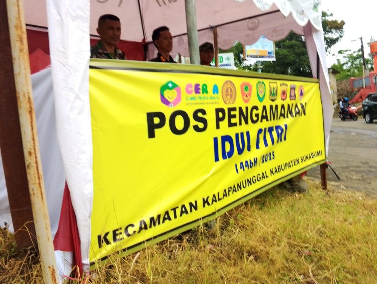 Babinsa Koramil 2205/Kalapanunggal Laksanakan PAM Idul Fitri di Pertigaan Jalan Raya Kalapanunggal