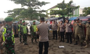 Babinsa Koramil 2205/Kalapanunggal Hadiri Apel Pengamanan Pemberangkatan Haji Kabupaten Sukabumi