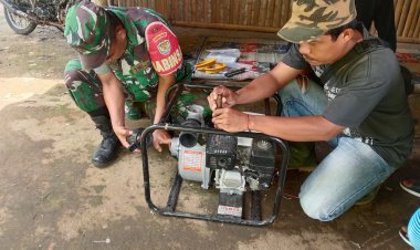 Babinsa Koramil 2206/Parakansalak Laksanakan Pengecekan Pompa Brigade di Desa Parakansalak