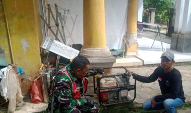 BABINSA KORAMIL 2202/PALABUHANRATU LAKSANAKAN PENGECEKAN POMPA BRIGADE DI DESA CIBUNTU