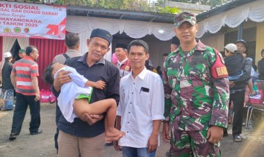 Danposramil 05/Purabaya Koramil 2207/Jampangtengah Hadiri Sunatan Massal di Mapolsek Purabaya dalam Rangka HUT Bhayangkara ke-79