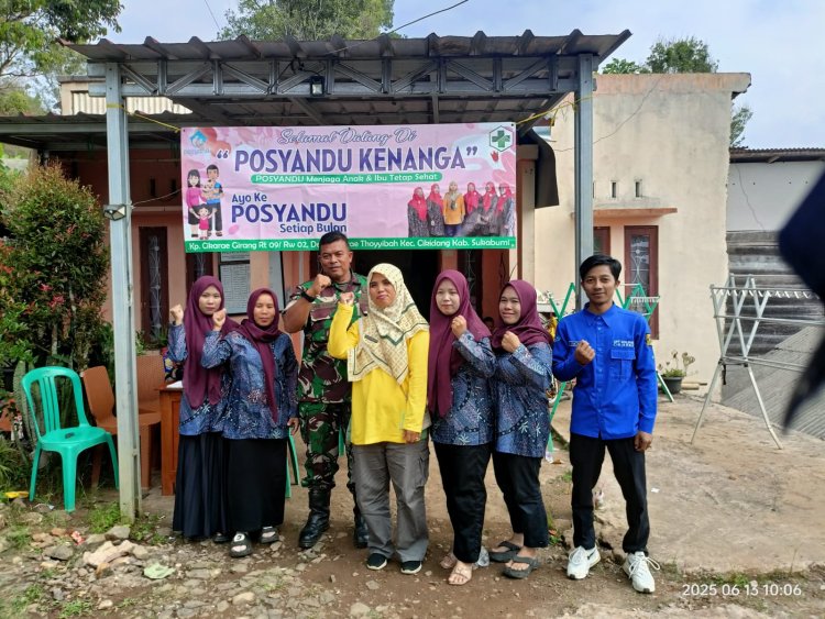 Babinsa Koramil 2204/Cikidang Dampingi Kegiatan Posyandu di Desa Cikarae Thoyibah