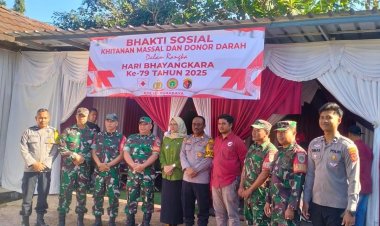DANPOSRAMIL 2207/Jampang Tengah, PURABAYA HADIRI KEGIATAN SUNATAN MASSAL DAN DONOR DARAH DALAM RANGKA HUT BHAYANGKARA KE-79