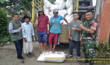 Babinsa Koramil 2206/Parakansalak Dampingi Kegiatan Serap Gabah oleh Bulog di Desa Bojonglongok