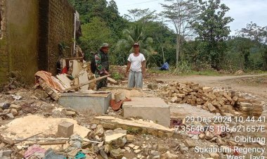 Babinsa Koramil 2214/Surade Laksanakan Karya Bakti Bersama Warga Desa Cipendai