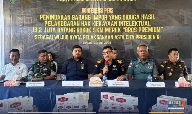 Bea Cukai Sulbagtara Tindak Impor 13 Juta Batang Rokok Asal Vietnam Bermerek Lokal Tanpa Izin
