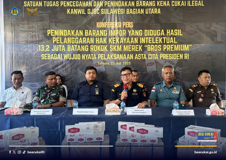 Bea Cukai Sulbagtara Tindak Impor 13 Juta Batang Rokok Asal Vietnam Bermerek Lokal Tanpa Izin
