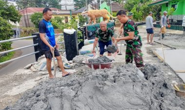 Karya Bhakti Pembenahan Pangkalan oleh Koramil 2205/Kalapanunggal