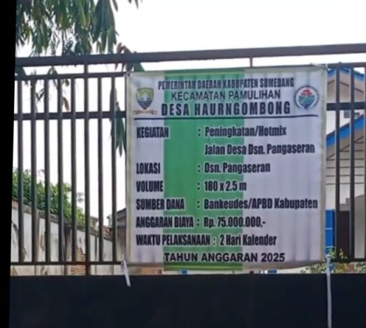 Peningkatan Jalan Desa Haurngombong Didanai APBD Kabupaten, Kades Sampaikan Terima Kasih