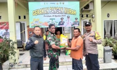 Babinsa Koramil 2207/Jampangtengah Dampingi Penjualan Beras dalam Gerakan Pangan Murah