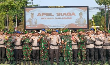 Apel Gabungan TNI, Polri dan Satpol PP di Polres Kabupaten Sukabumi Wujud Sinergitas dalam Menjaga Keamanan dan Ketertiban Masyarakat