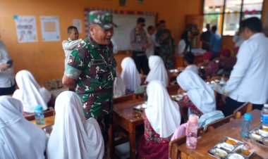 Danramil 2204/Cikidang Hadiri Launching Program Makan Bergizi Gratis (MBG) di SDN Cikiray
