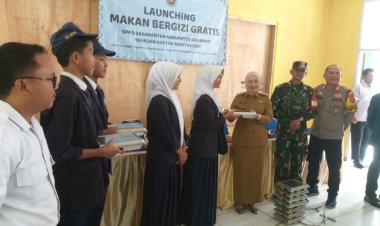 Babinsa Koramil 2211/Sagaranten Hadiri Launching Program Makanan Bergizi Gratis