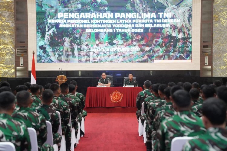 Panglima TNI Beri Pengarahan Kepada Personel Purna Tugas Latma Purkota Gelombang I Yordania dan Belarusia
