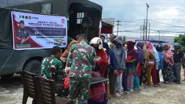 Menjelang HUT TNI 2025. Kodim 1802/Sorong Bersama Bulog Gelar Bakti Sosial Pangan Murah