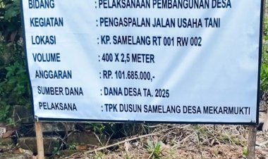Pengaspalan jalan kampung  samelangJadi Modus Korupsi Rp.Rp 101.685 000 Gaya Baru Kepala Desa mekarmukti