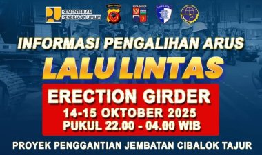 Pengalihan Arus Lalu Lintas di Tajur, Bogor: Pekerjaan Erection Girder Jembatan Cibalok 14–15 Oktober 2025